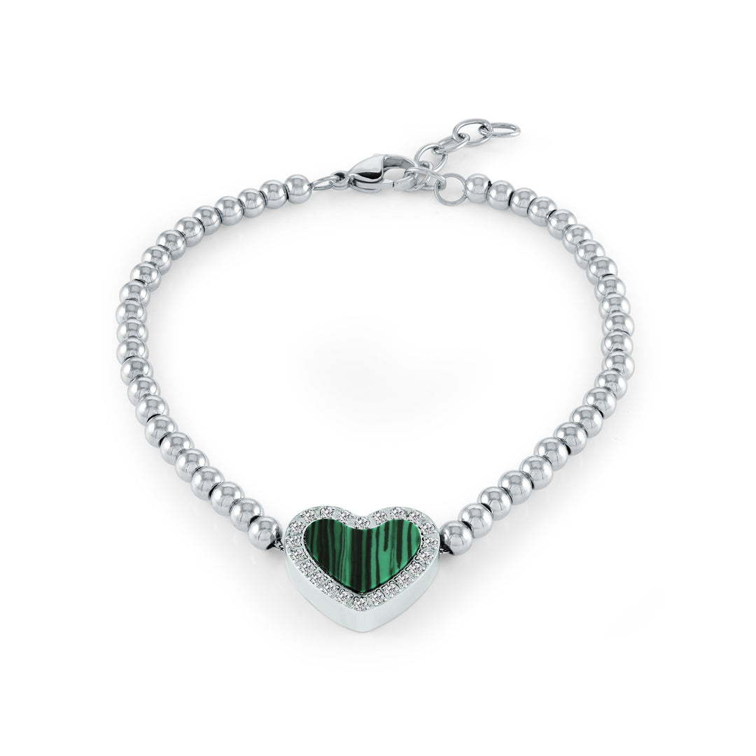 Veloria Malachite Heart Adjustable Bracelet