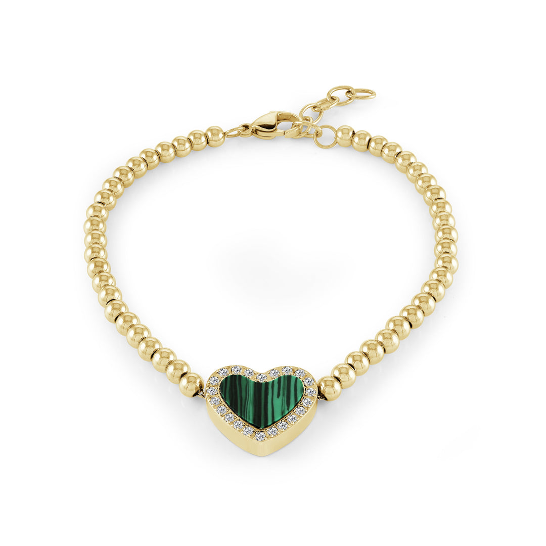 Veloria Malachite Heart Adjustable Bracelet