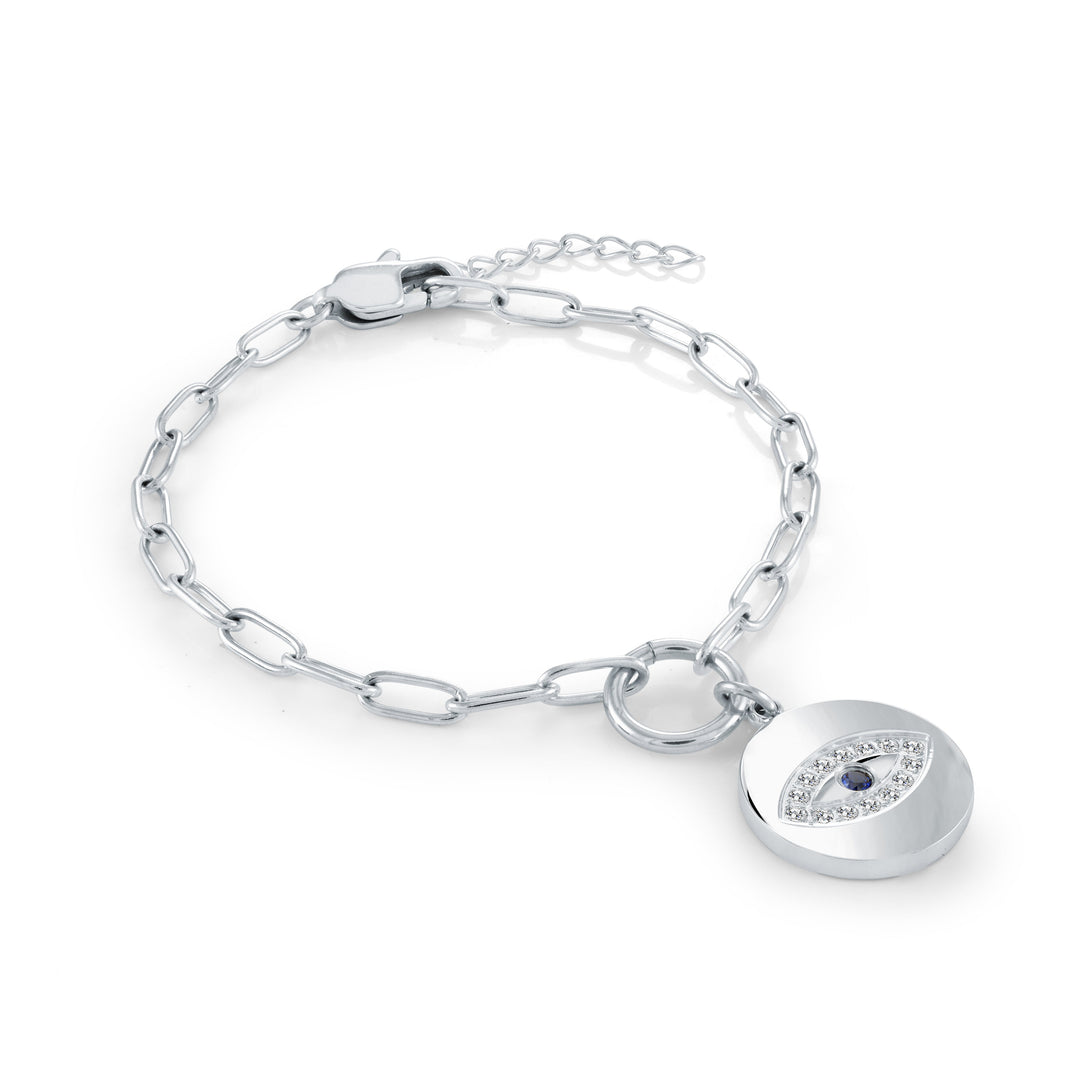 Veloria Evil Eye Charm Cz Adjustable Bracelet
