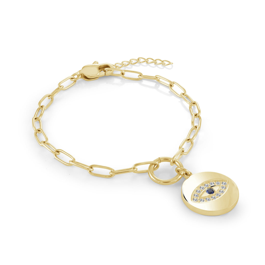 Veloria Evil Eye Charm Cz Adjustable Bracelet