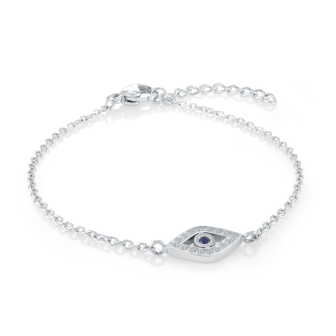 Veloria Evil Eye Blue Cz Adjustable Bracelet