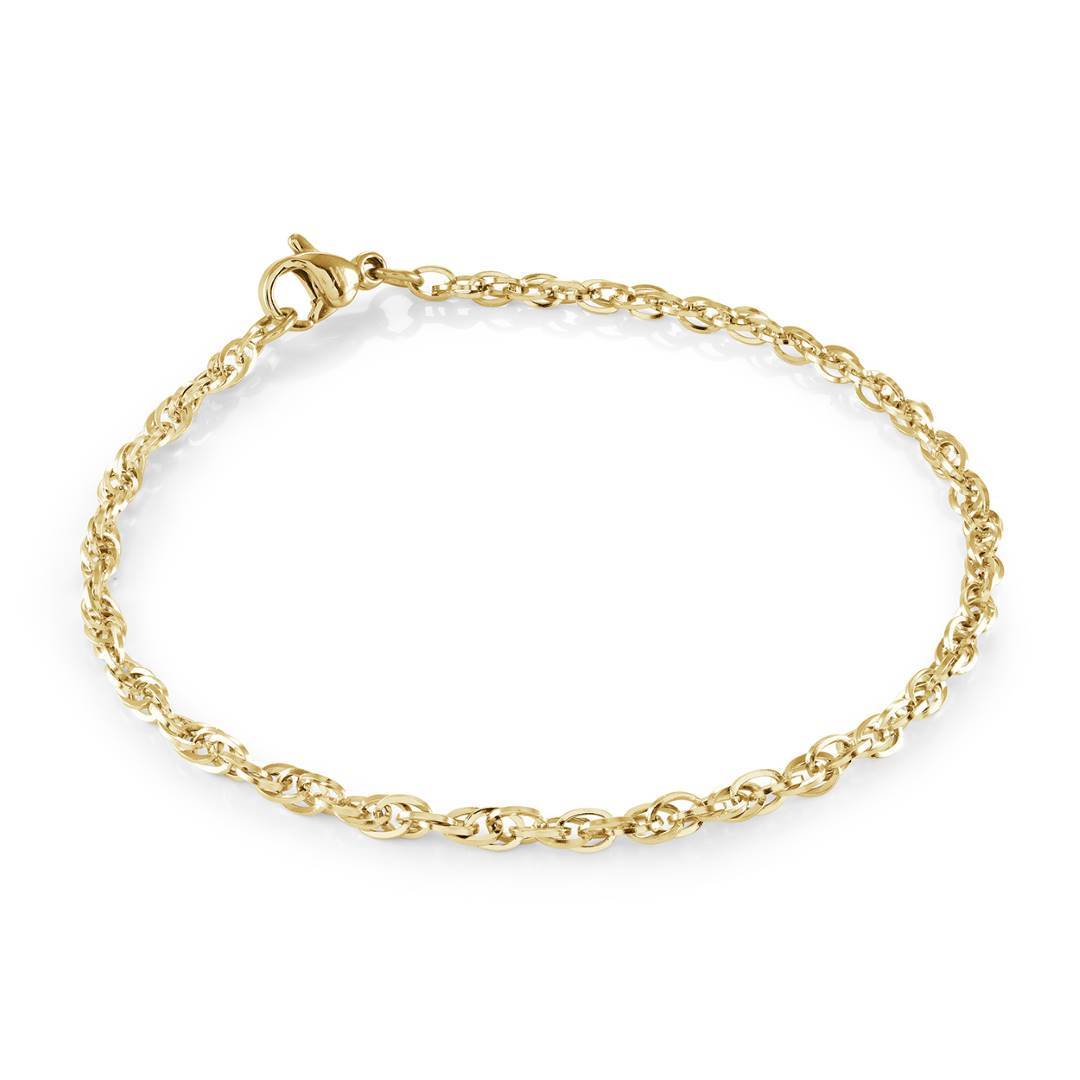 Veloria Gold IP Stainless Steel 2.2mm Olympic Link 6.5" Bracelet