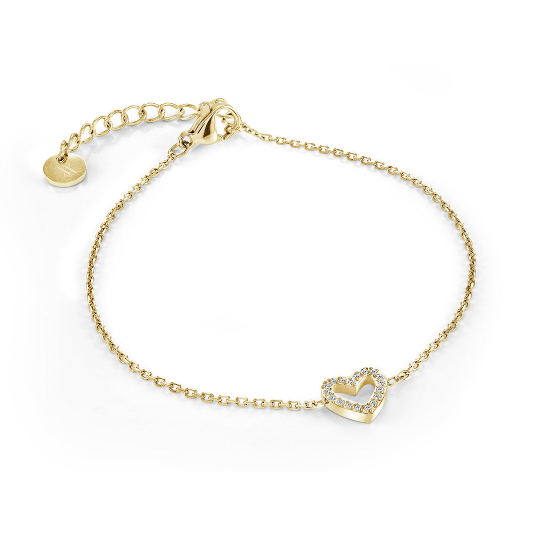 Veloria White Cz Heart-Outline Bracelet