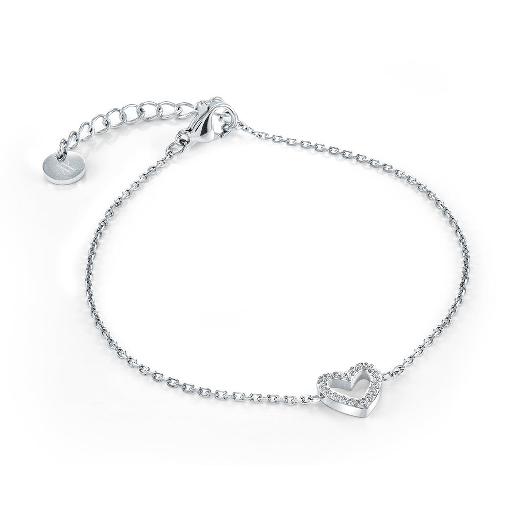 Veloria White Cz Heart-Outline Bracelet