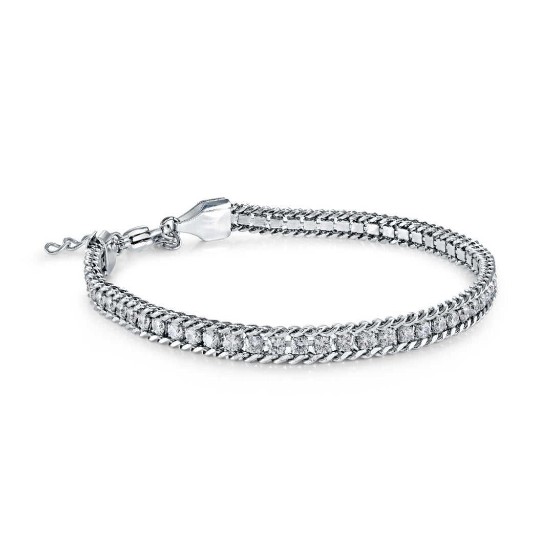Veloria 4mm Curb &amp; Tennis Bracelet