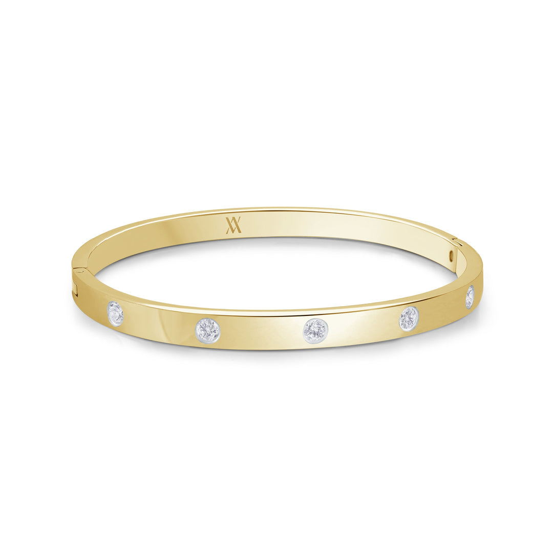 Italgem Steel IP Gold Plated 6.5" 5mm C.Z Bangle