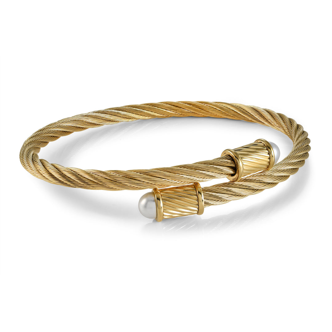 Veloria Cable Twist &amp; Pearl Bangle