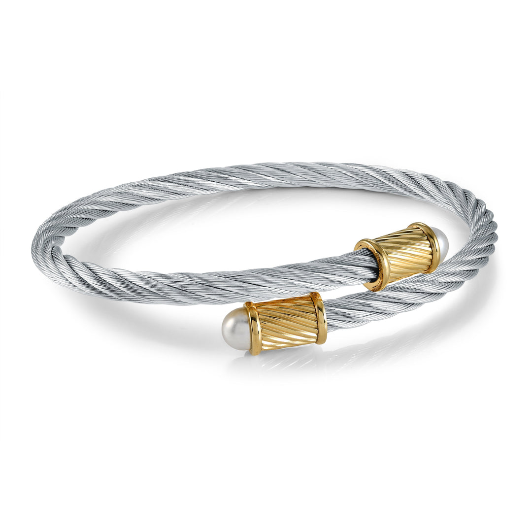 Veloria Cable Twist &amp; Pearl Bangle