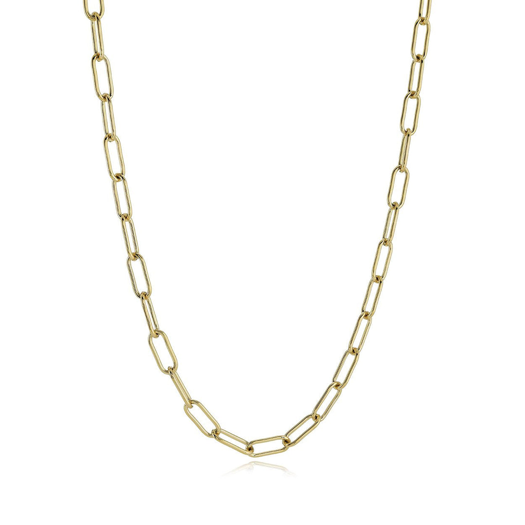Veloria Gold IP Stainless Steel Polished 5mm Paperclip 18" Chain