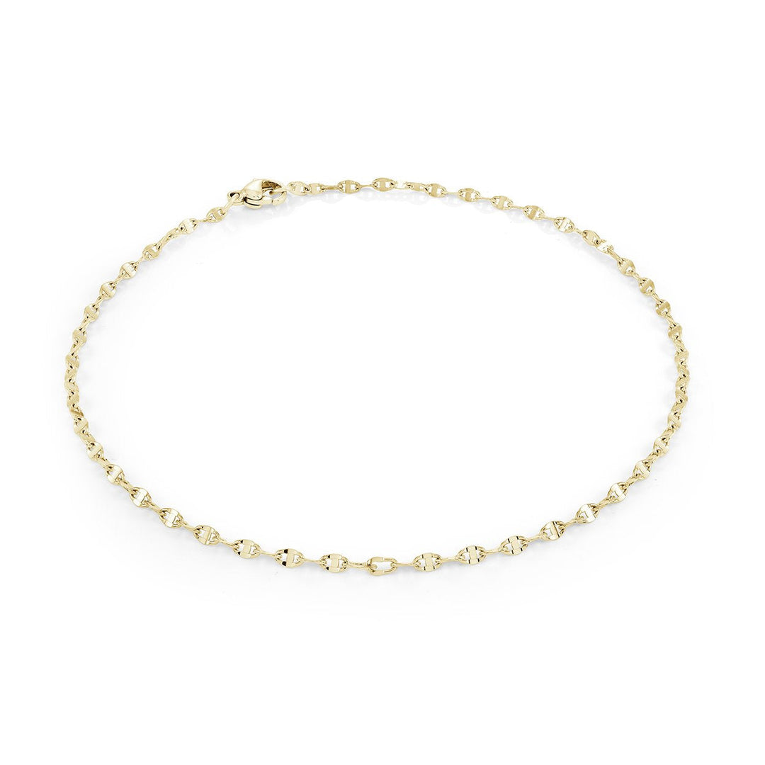 Veloria Gold IP Stainless Steel 2.2mm Mariner 9" Anklet