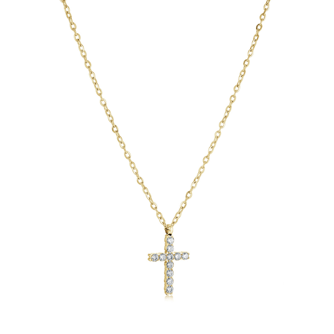 Veloria Classic Mini Cz Cross Necklace