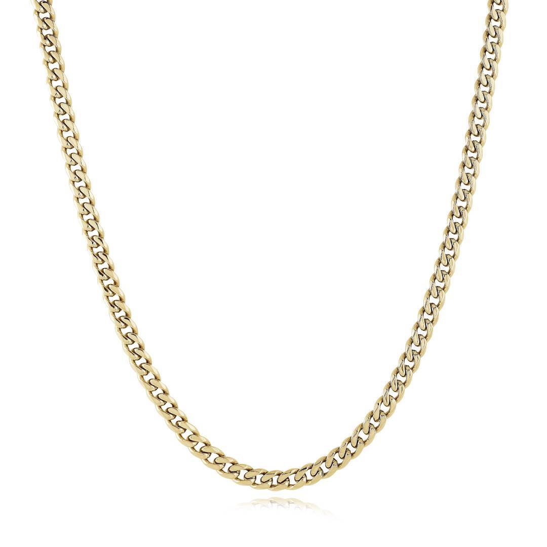 Italgem Steel Gold IP Stainless Steel 4.6mm Curb Key Clasp 22" Chain