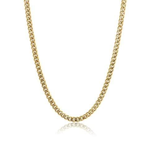 Italgem Steel Gold IP Stainless Steel 6mm Curb Key Clasp 22" Chain