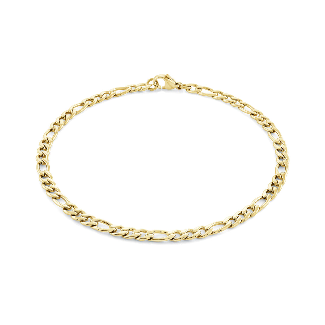 Veloria Steel Gold IP 9" 4.5mm Figaro Anklet