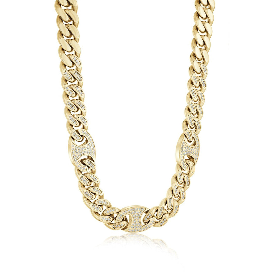 Italgem Steel Gold-Ip Half Iced Curb Chain 10mm