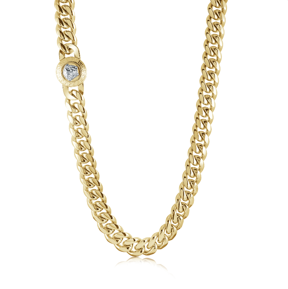 Italgem Steel 12mm Medusa Curb Chain Necklace