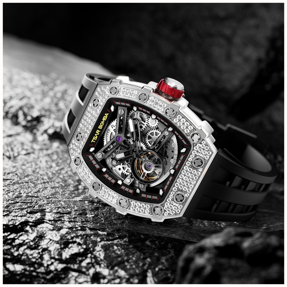 Tsar Bomba Elemental-Cubic Zirconia Automatic Watch 