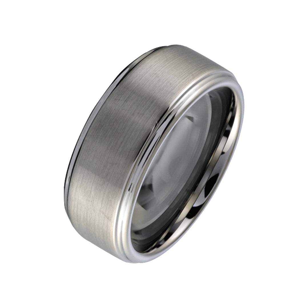 Italgem Steel Brushed Tungsten Ring 8mm