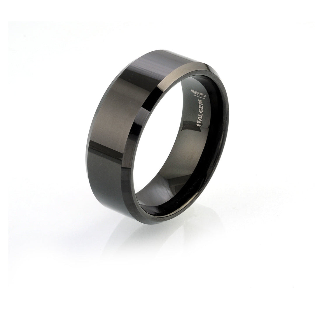 Italgem Steel Beveled Tungsten Ring 8mm