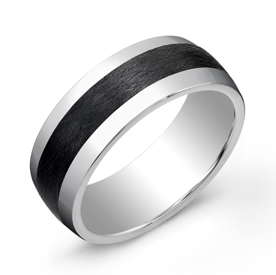 Italgem Steel Dual-Finish Tungsten Ring 8mm