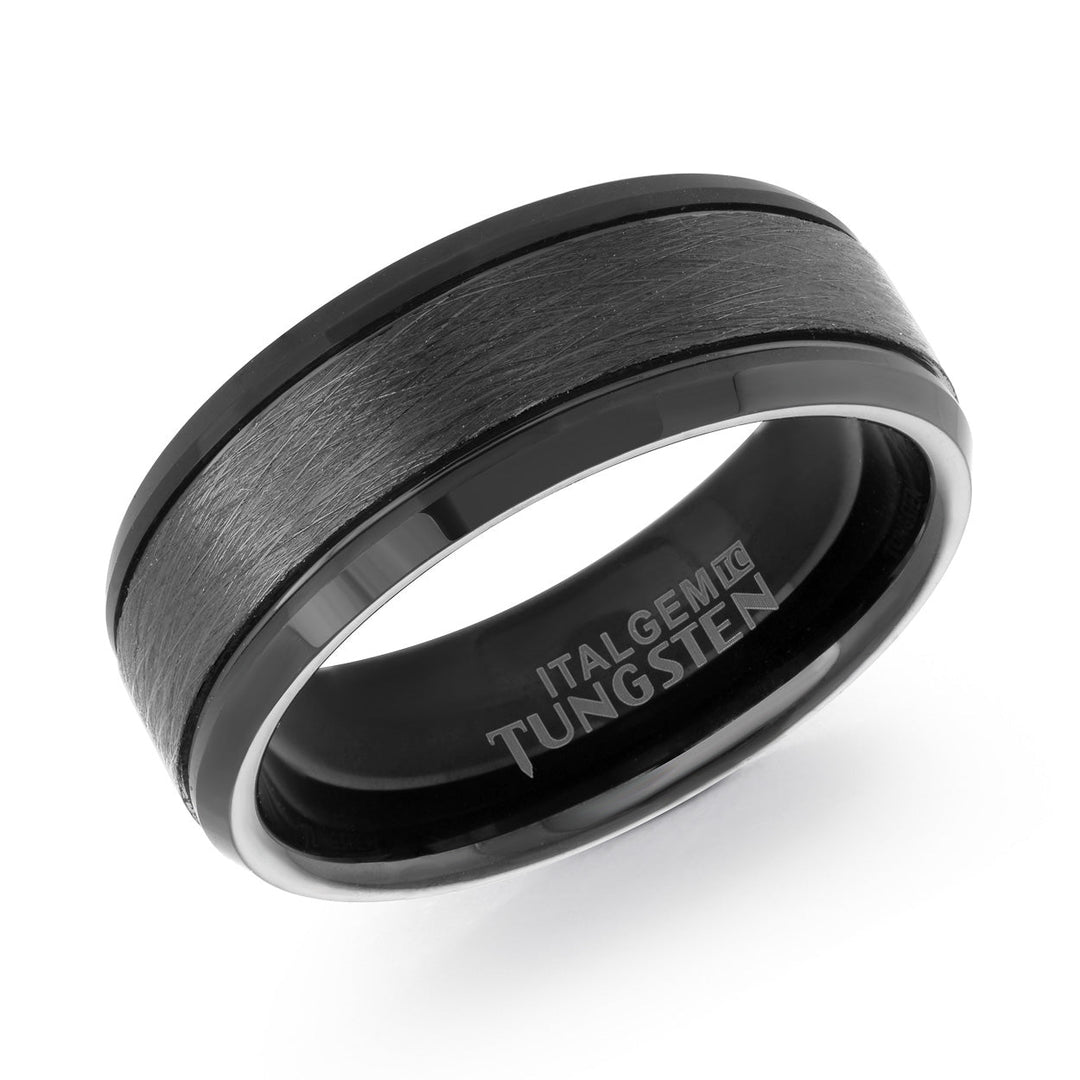 Italgem Steel Beveled Dual-Finish Tungsten Band 8mm