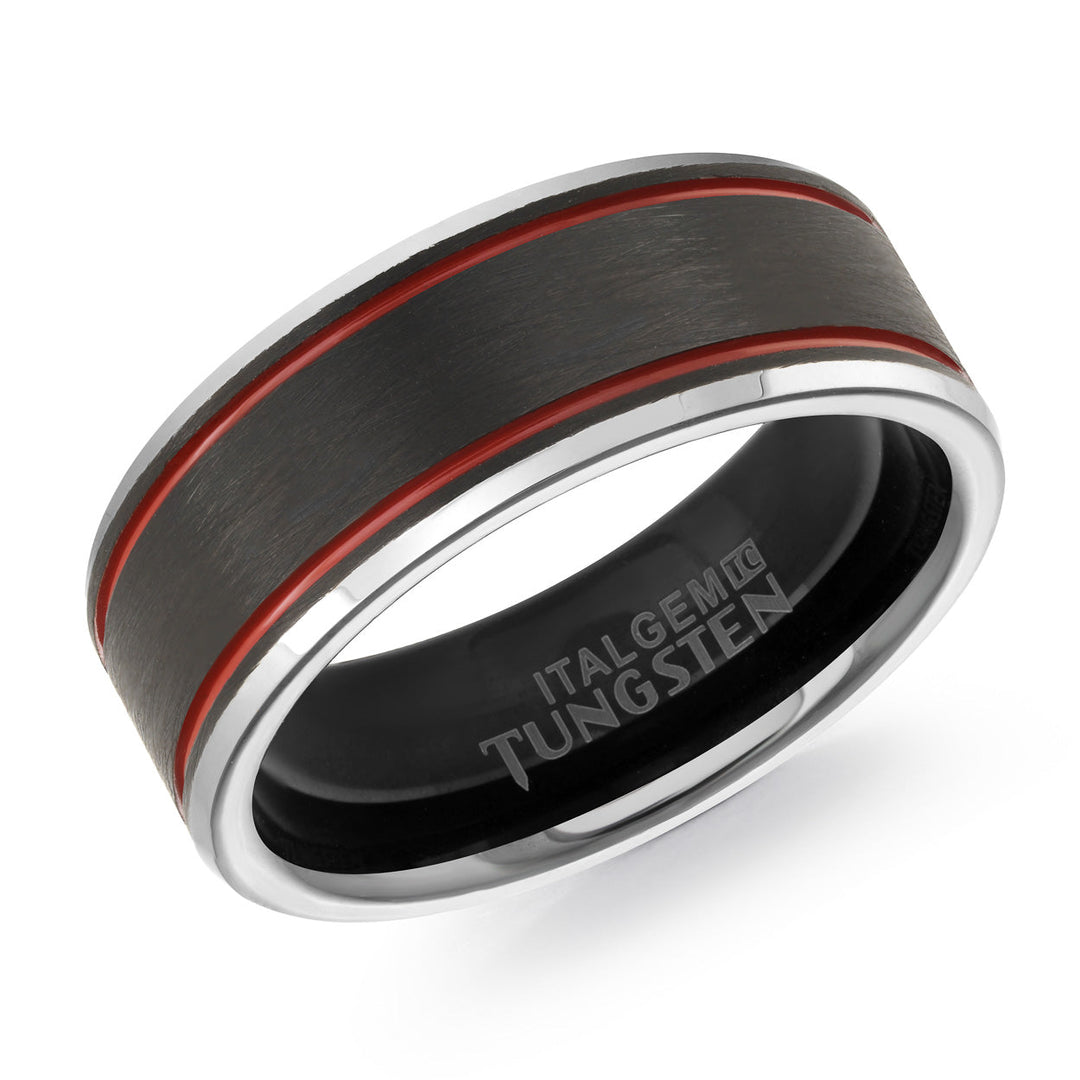 Italgem Steel Lined Dual-Finish Tungsten Band 8mm