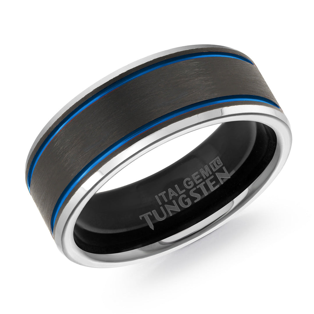Italgem Steel Lined Dual-Finish Tungsten Band 8mm