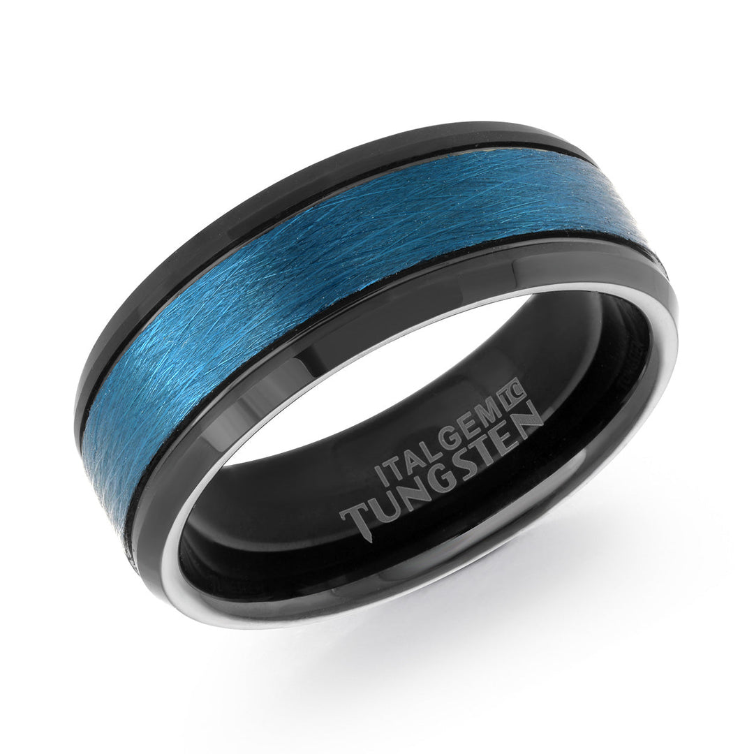 Italgem Steel Beveled Dual-Finish Tungsten Band 8mm