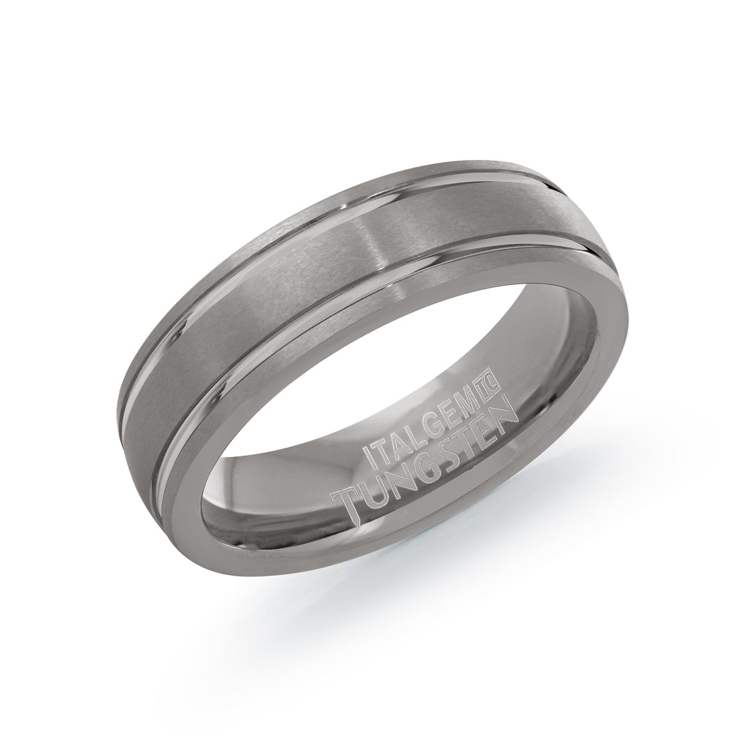 Italgem Steel Striped Tungsten Ring 6mm