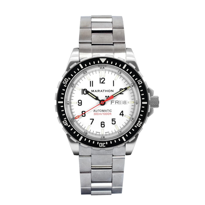 Marathon (JDD) 46mm Divers Auto day/date Arctic Tritium on Bracelet 