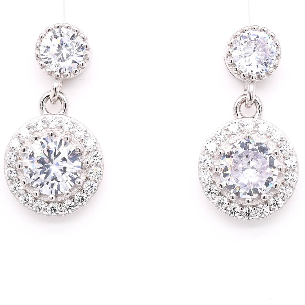Sterling Silver C.z Dangle Earrings.