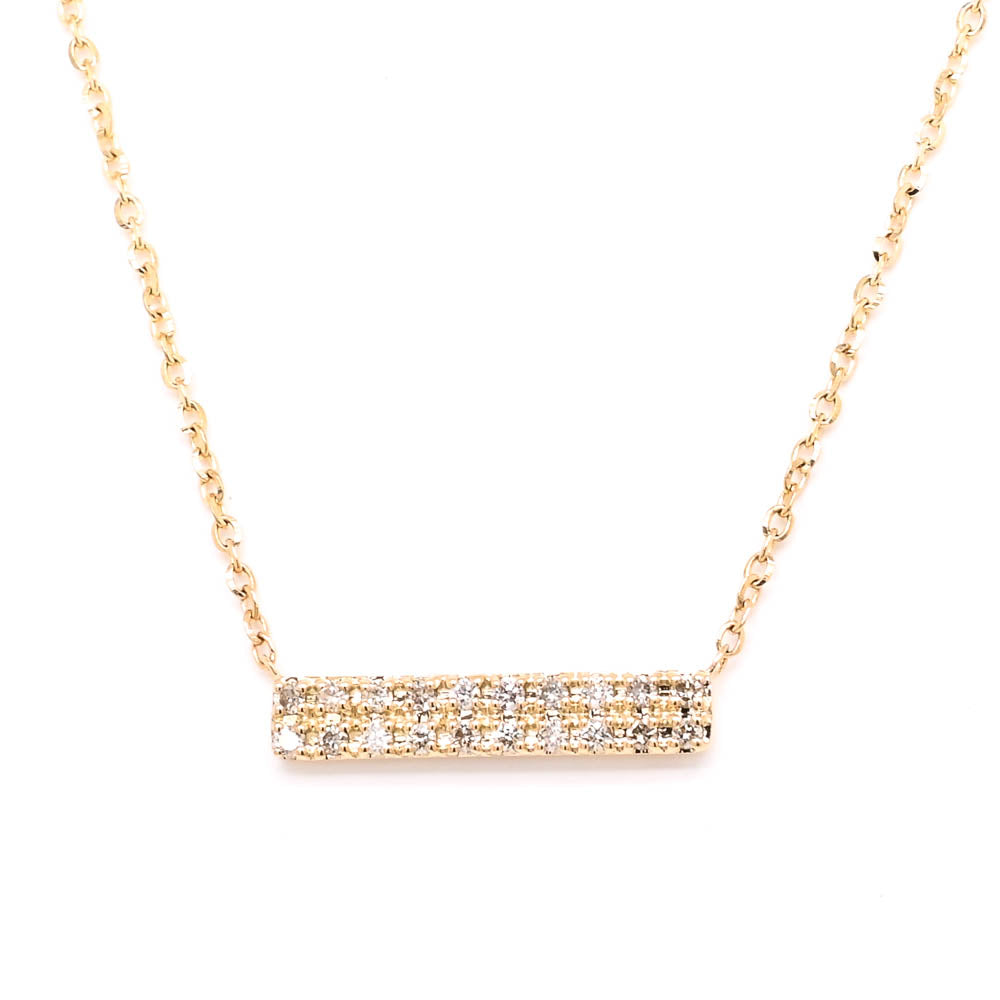 14KT Yellow Gold 18"0.09CTW Diamond Bar Necklace.