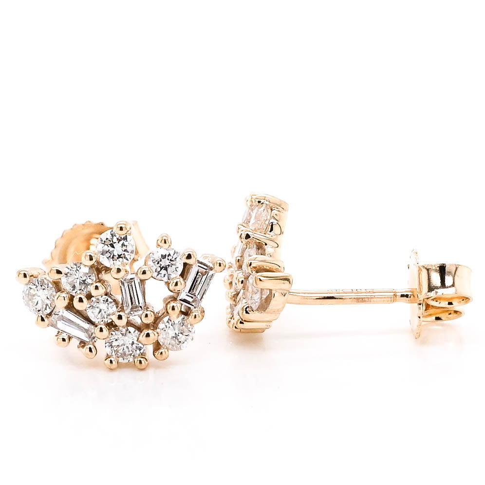 Fire & Ice 10KT Yellow Gold 0.40CTW Canadian Diamond Cluster Earrings.