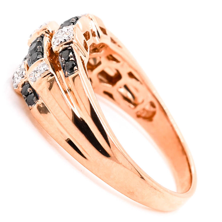 14KT Rose Gold 0.50CTW Black & White Diamond Celebration Ring. 

Ban