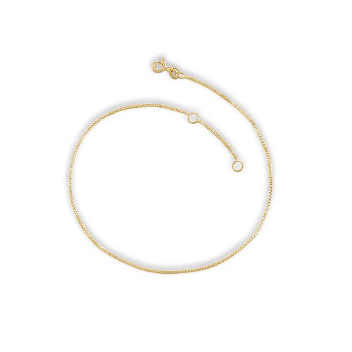 10KT Yellow Gold 10" 1mm Box Link Anklet.