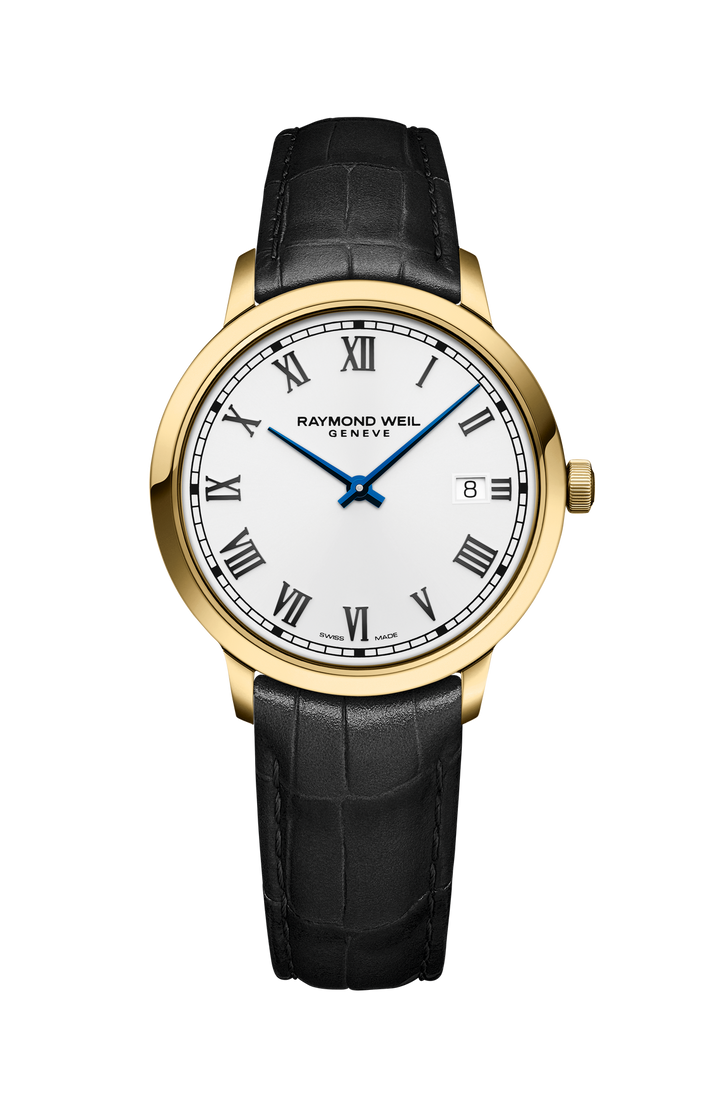 Raymond Weil Toccata Classic Gold PVD Leather Quartz 39mm Watch.  5485-PC-00359