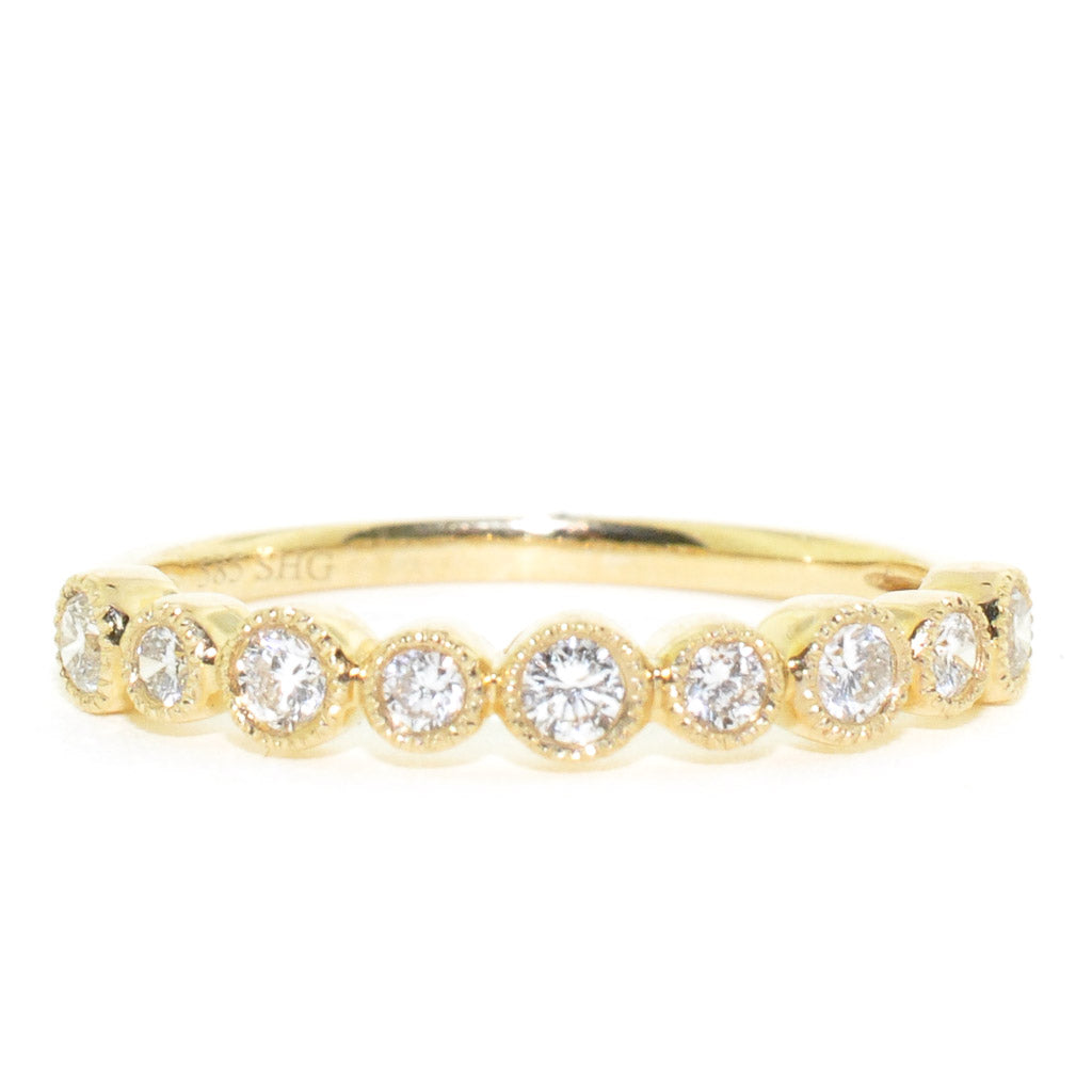 14KT Yellow Gold 0.32CTW, Diamond Wedding Band. 

Band Width: 1.7MM