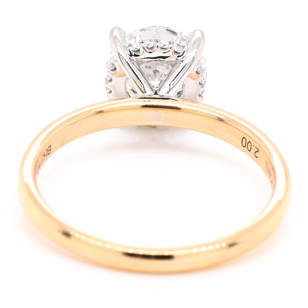 14KT Two-Tone Gold 2.08CTW Round Brilliant LAB Created Diamond Engagement Ring.