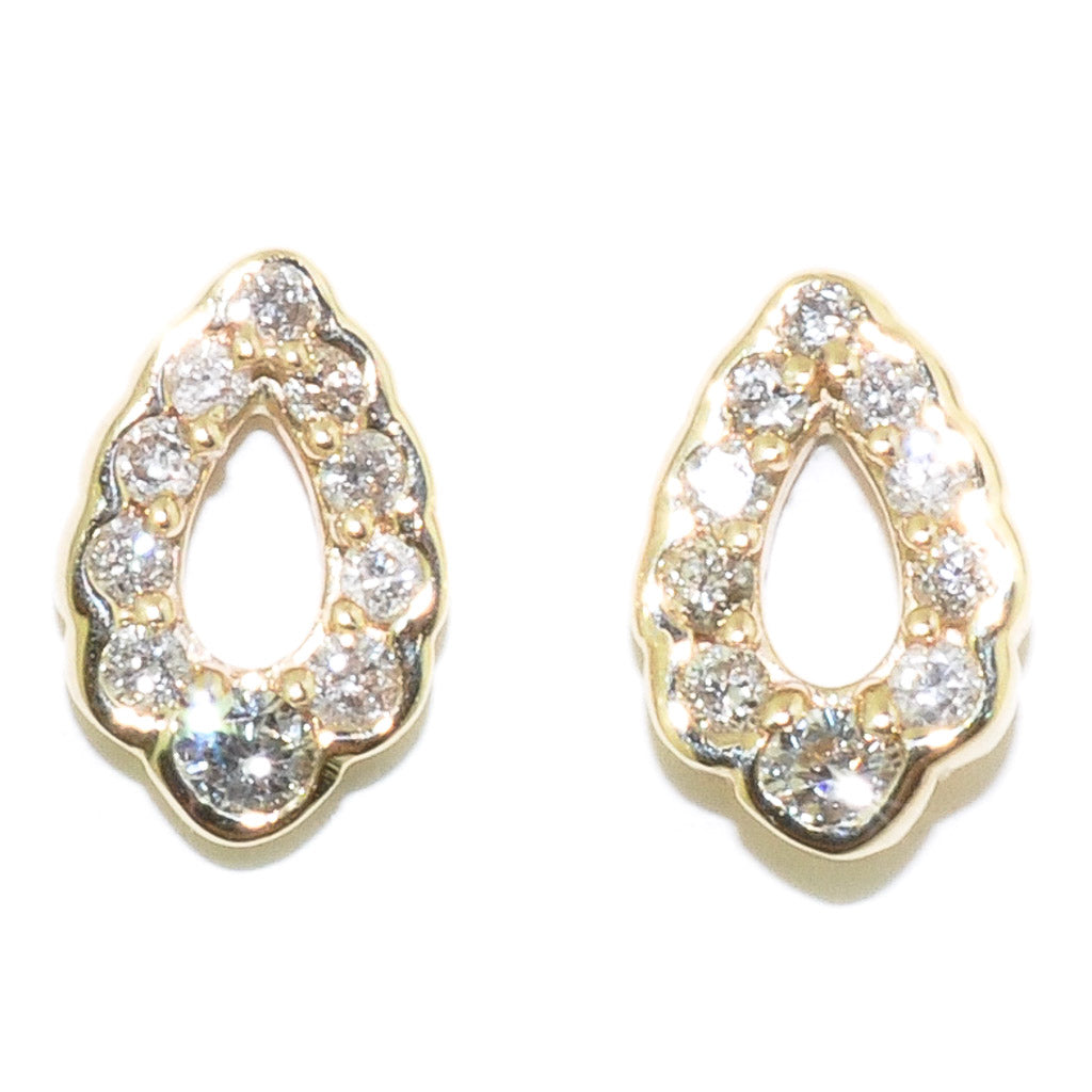 Fire and Ice 10KT Yellow Gold 0.11CTW Canadian Diamond Tear Drop Earrings.