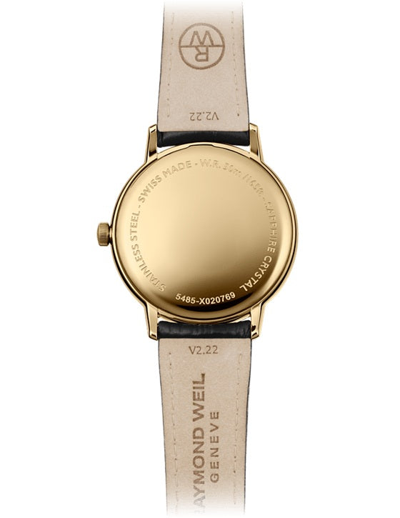 Raymond Weil Toccata Classic Gold PVD Leather Quartz 39mm Watch.  5485-PC-00359