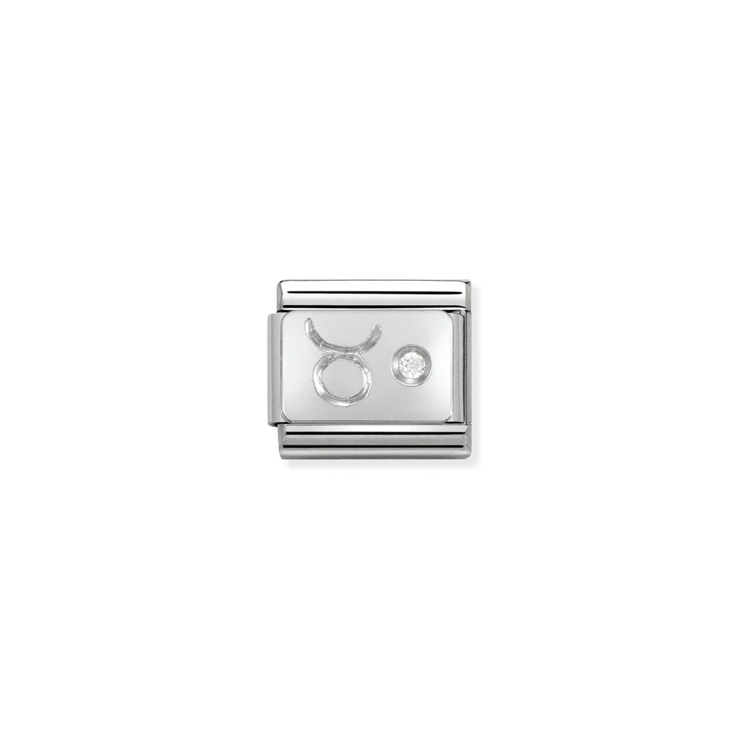 Nomination Composable® Link, Charm, in Taurus Silver and White Stone.