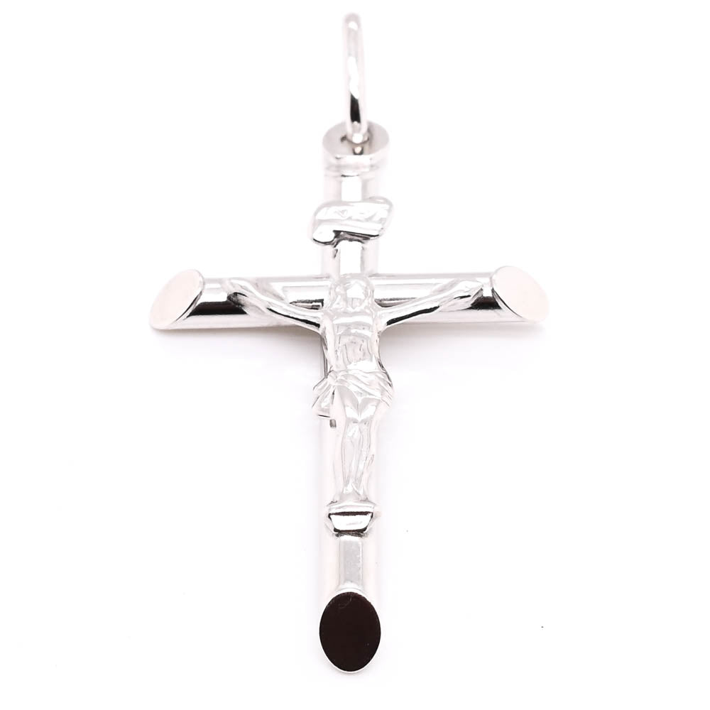 10KT White Gold 35x20mm Crucifix Pendant.