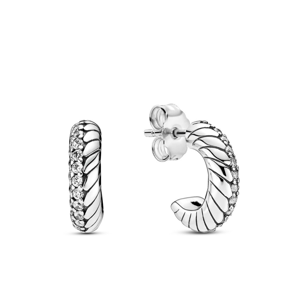 PaveSnake Chain Pattern Hoop Earrings