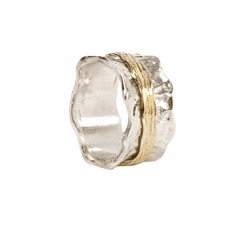 Heaven Meditation Ring. Sterling Silver and 9KT Gold. Size 9