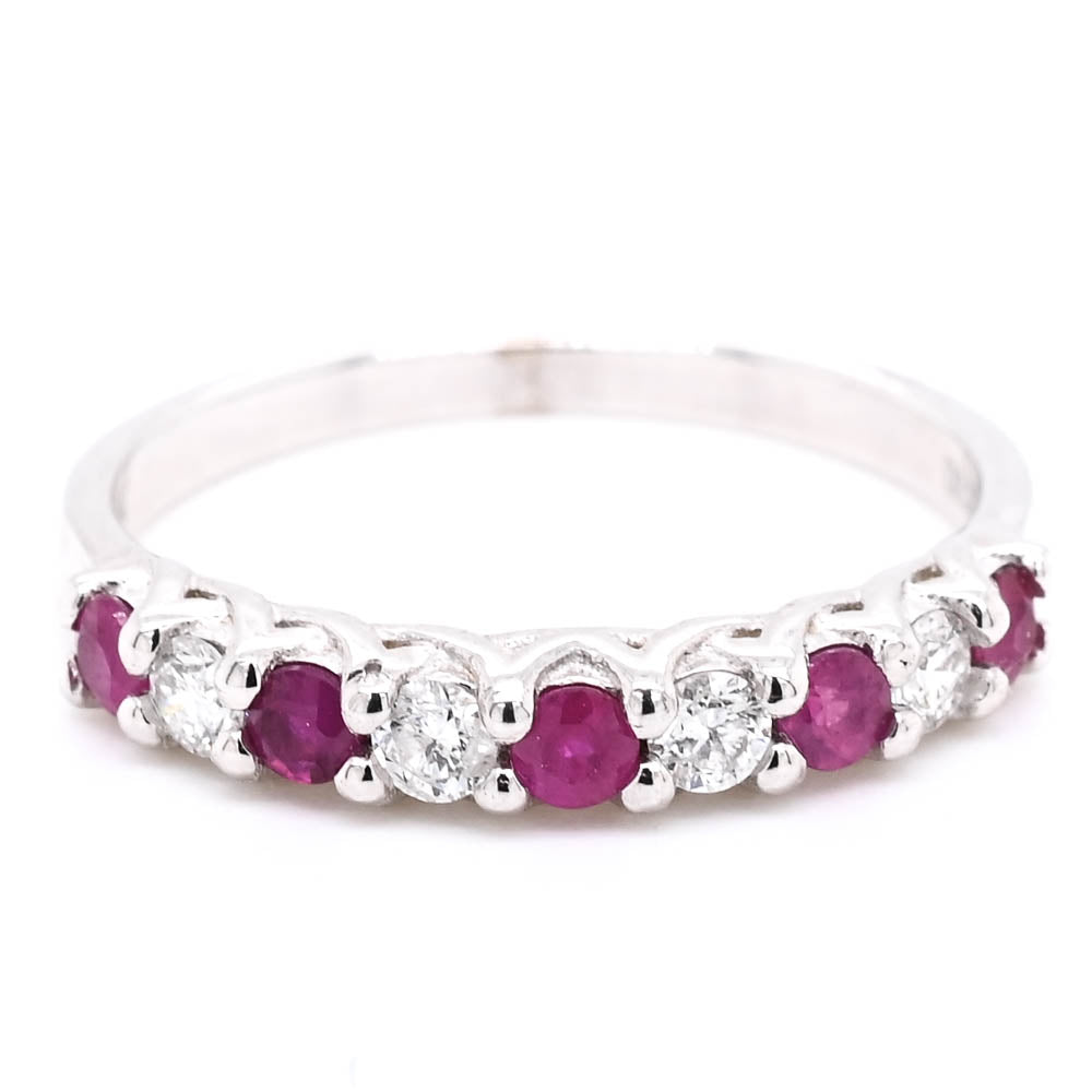 graziella 14KT White Gold 0.28CTW Ruby & Diamond Ring