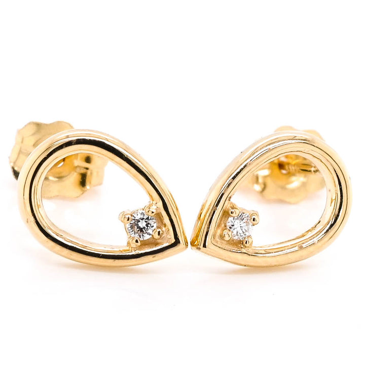 Graziella Originals 14KT Yellow Gold 0.02 CTW Stud Style Post Back Backing Diamond Earrings