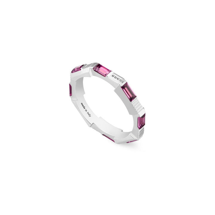Gucci 18KT White Gold 0.90CTW Rubellite Link To Love Ring.