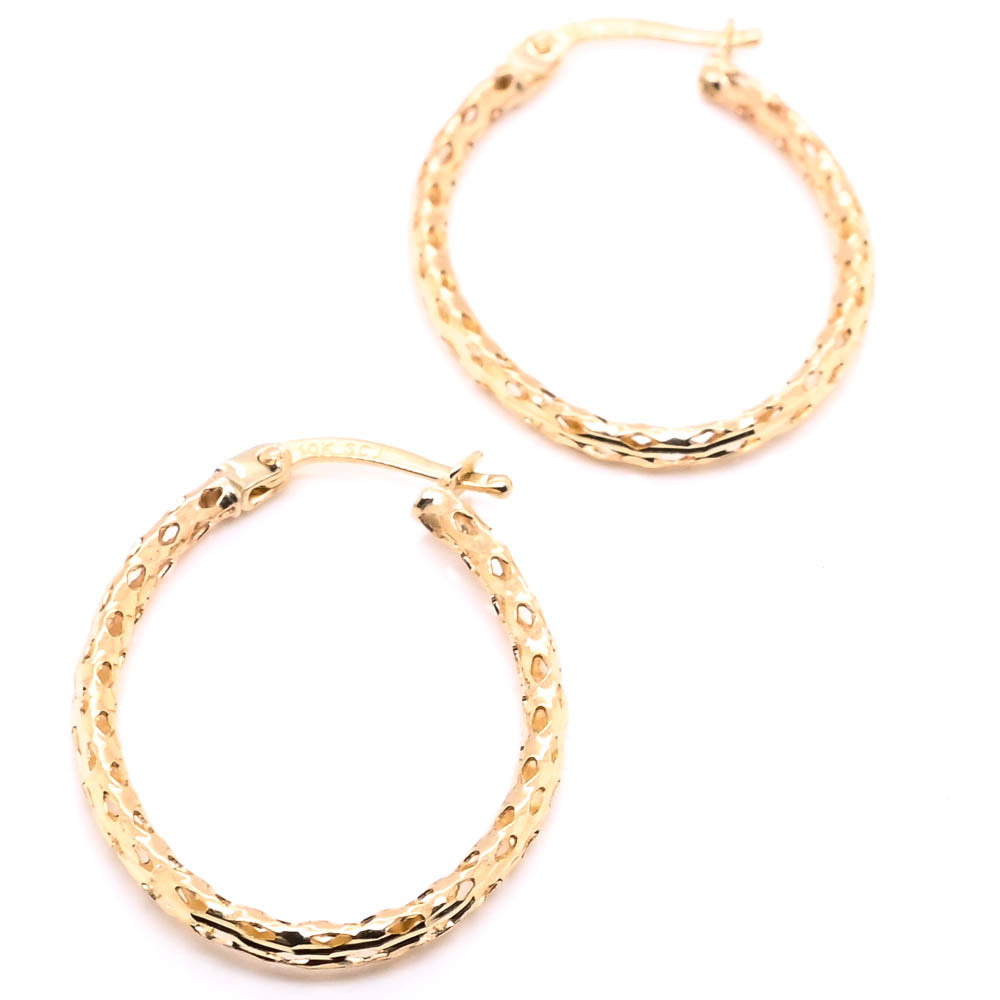 graziella 10KT Yellow Gold 20mm Oval Hoop Earrings