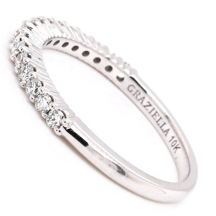 10KT White Gold 0.25CTW Round Brilliant LAB Created Diamond Wedding Band.