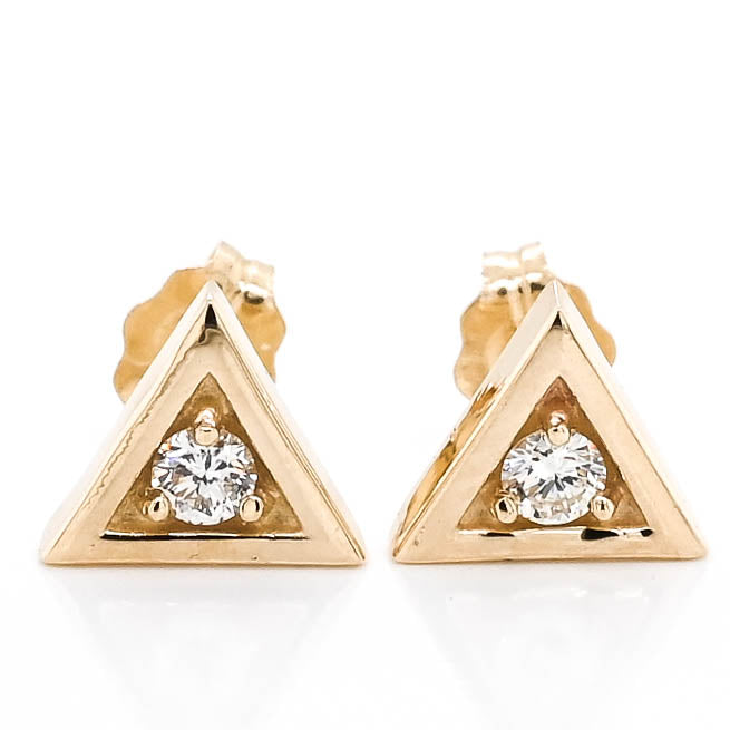 Graziella Originals 14KT Yellow Gold 0.04 CTW Stud Style Post Back Backing Diamond Earrings